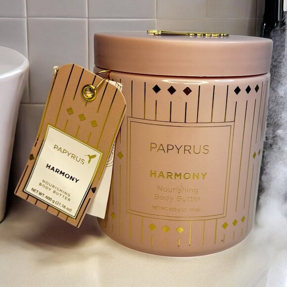 Papyrus Harmony Nourishing Body Butter 600g In Decorative Pink Jar With Gold Acc